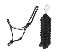 JA Horse JA4034 Ensemble licol à nœud avec mousqueton Bolt Snap pour travail au sol pour cheval, licol de corde, corde d'équitation, accessoires professionnels (noir, Full/COB)