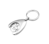 JA Horse Porte-clés avec jeton de chariot de courses Déverrouillage de chariot de courses Jeton de chariot de courses Outil à puce Cheval équitation en métal forme goutte d'eau Argent, 7.5 cm