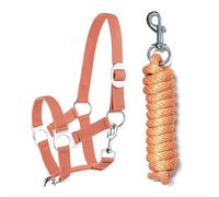 JA4001 Licol avec mousqueton réglable pour cheval en bois (mousqueton orange, mini shetty)