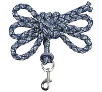 JA4009 Longe pour cheval avec mousqueton ou mousqueton de panique 2 m dans de nombreuses couleurs (smooth - bleu marine/gris/blanc, mousqueton)