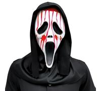 Jaaduem Masque de Fantôme d'Halloween, Ghostface Scream Masque de Cri Halloween, Masque de Crâne Effrayant en Latex Naturel, Accessoires de Costume de Cosplay pour la Fête d'Halloween