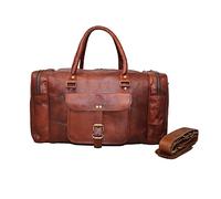 Jaald 45 Cm Valise Sac Bagagede Voyage À Main en Cuirvéritable Grand pour Homme Et Femme Fitness Week-End Cabine Carry-on Vintage Imperméable Cadeau Leather Duffle Gym Bag