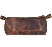 Jaald Étui à Crayons en Cuir Marron véritable Vintage avec Pochette à Fermeture éclair Organiseur pinceaux Fournitures d'art marqueur Bureau règle Papeterie Cadeau pour étudiants Peintre et écrivain