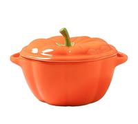 Jaamyears Bols à soupe à oignon 400 ml, tasse à soupe en forme de citrouille avec poignées et couvercle, en céramique, passe au four