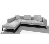 Jaan Living Canapé 3 places avec 2 coussins de dossier, 2 coussins confort & 2 roulettes confort Combi Q21 Walter Knoll Tissu Glint Steel - WALTER KNOLL Q21 GLINT STEEL