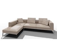 Jaan Living Canapé 3 places avec 2 coussins de dossier, 2 coussins confort & 2 roulettes confort Combi Q21 Walter Knoll Cuir Elen Taupe - WALTER KNOLL Q21 ELEN TAUPE