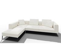 Jaan Living Canapé 3 places avec 2 coussins de dossier, 2 coussins confort & 2 roulettes confort Combi Q21 Walter Knoll Cuir Cashmere Light grey - WALTER KNOLL Q21 CASH GREY