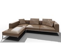 Jaan Living Canapé 3 places avec 2 coussins de dossier, 2 coussins confort & 2 roulettes confort Combi Q21 Walter Knoll Cuir Elen Khaki - WALTER KNOLL Q21 ELEN KHAKI