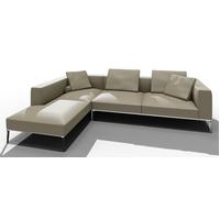 Jaan Living Canapé 3 places avec 2 coussins de dossier, 2 coussins confort & 2 roulettes confort Combi Q21 Walter Knoll Cuir Safari Mineral - WALTER KNOLL Q21 SAFARI MINERA