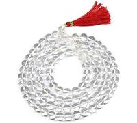 Jaap Mala Chapelet en quartz transparent 108+1 breloque avec sac Hare Ram Hare Krishna Sphatik Pierres transparentes pour Pooja Yoga et méditation (lot de 1)