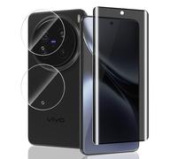 Jaavkkma 1 Pièce Verre Trempé Anti Espion pour VIVO X200 Pro Protection D'écran + 2 Pièces Protecteur Caméra, Dureté 9H/Anti-Spy, Protège Écran pour VIVO X200 Pro - Privacy Vitre Trempé