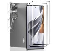 Jaavkkma 2 Pièces Verre Trempé pour OPPO Reno 10/10 Pro Protection D'écran + 2 Pièces Protecteur Caméra, Dureté 9H/Sans Bulles, Protection Écran pour OPPO Reno 10/10 Pro - HD Vitre Trempé