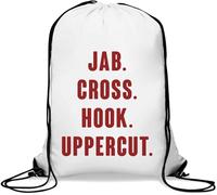Jab Cross Crochet Uppercut Sac de boxe Sac de sport décontracté avec cordon de serrage Blanc