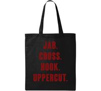 Jab Cross Hook Uppercut Sac fourre-tout en coton naturel écologique Noir, Noir , Taille unique