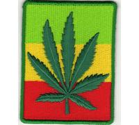 JAB Seller Ecusson brodé Ecussons Imprimés Ecussons Thermocollants Iron-on Patch Cool Marijuana Feuille Pot Rasta Couleur