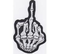 JAB Seller Ecusson brodé Ecussons Imprimés Ecussons Thermocollants Iron-on Patch Doigt d'honneur Skeleton Bone Middle Finger Backpatch XXL 22 x 14 cm