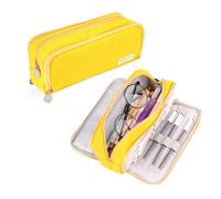 JABALUX Trousse à Crayons, pour Adolescentes, Filles, 3 Compartiments, Grande capacité, Fermeture éclair, pour l'école et Le Bureau, Multicolore., Trousse à Crayons (Jaune)