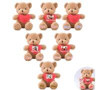 JABECODIFA Lot de 6 Ours en Peluche Personnalisés de 30cm avec Cœur, avec Photo et Texte, pour la Saint-Valentin, Un Anniversaire, Une Fête Prénatale ou Un Mariage