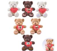 JABECODIFA Lot de 6 Ours en Peluche Personnalisés de 30cm avec Cœur, avec Photo et Texte, pour la Saint-Valentin, Un Anniversaire, Une Fête Prénatale ou Un Mariage