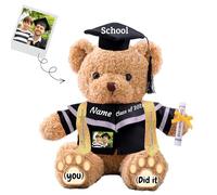JABECODIFA Nounours de Fin d'études Personnalisé, Nounours Cadeau pour la Remise des Diplômes, Cadeau de Fin D'études pour Elle Lui (30cm-Texte+ Photo)