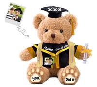 JABECODIFA Nounours de Fin d'études Personnalisé, Nounours Cadeau pour la Remise des Diplômes, Cadeau de Fin D'études pour Elle Lui (30cm-Texte+ Photo)