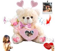 JABECODIFA Nounours Personnalisé avec Coeur pour Elle Lui Nounours Saint Valentin avec Texte+Photo, Cadeaux Personnalisés Nounours avec Coeur Cadeaux pour Saint Valentin Anniversaire (25 cm)