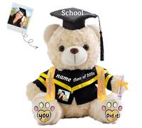 JABECODIFA Nounours Personnalisé de Fin D'études, Nounours Cadeau pour la Remise des Diplômes, Cadeau de Fin D'études pour Elle Lui (25cm-Texte+ Photo)