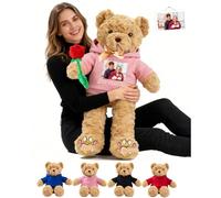 JABECODIFA Ours en Peluche Géant Personnalisé 50 cm À 125 cm avec Texte Et Photo, Giant Teddy Bear Personnalisable comme Cadeaux Personnalisés pour Anniversaire Saint Valentin Noël