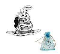 JABEDE Breloque en argent S925 inspirée de la saga Harry compatible avec les bracelets des grandes marques, avec pochette noire élégante, idéale pour les fans de H.P. (CHAPEAU), standard
