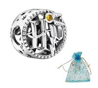 JABEDE Breloque en argent S925 inspirée de la saga Harry compatible avec les bracelets des grandes marques, avec pochette noire élégante, idéale pour les fans de H.P. (tampon), standard