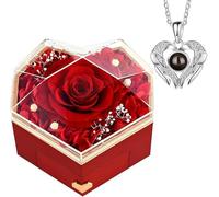 JABNOW Coffret rose eternelle avec bijoux, Cadeau copine Noël pour sa copine, Cadeau Saint Valentin, Cadeaux femme anniversaire pour Maman/Grand-Mère