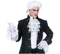 Jabot avec bijou et manchettes poignets dentelle blanche