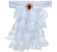 Jabot élégant en dentelle avec pierre précieuse rouge steampunk baroque vampire pirate marqui marquise dentelle jabot couleur : blanc