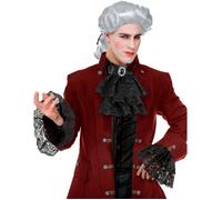 Jabot et manchettes dentelles noires adulte