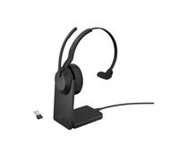 Jabra 25599-889-989 Casque Arceau Mono Bluetooth 5.2 Portée 30m Noir - Micro Anti-bruit, UC, Autonomie 18h, Base de Charge USB-C