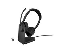 Jabra 25599-999-989 Casque Arceau Binaural Bluetooth 5.2 Bureau/Centre d'appels, Portée 30m, ANC, Micro Boom, Autonomie 18h, Socle de Charge