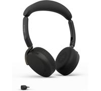 Jabra Casque Bluetooth sans Fil Evolve3 65 Flex avec Micro, MS Teams, USB-C | Casque stéréo, adaptateur USB-C, casque nomade avec ANC, design pliable, batterie 80 h, Microsoft Teams, Noir