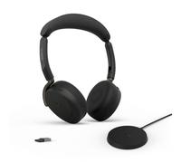 Jabra Casque Bluetooth sans Fil Evolve3 65 Flex avec Micro, USB-A, MS Teams | Stéréo, adaptateur USB-A, base de chargement sans fil, casque avec ANC, design pliable, batterie 80 h, Noir