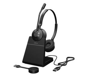 Jabra Engage 55 - Micro-casque stéréo sans fil avec adaptateur DECT, Microphone à réduction de bruit, Portée étendue et base de chargement - Certifié Google Meet/Zoom - Compatible UC - Noir