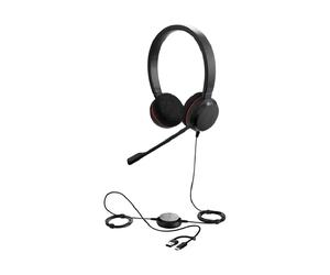 Jabra Evolve 20 MS Duo USB-C/A Casque USB C/A avec son de qualité et commande intégrée sur le câble, idéal pour les appels comme pour l’écoute de