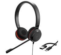 Jabra Casque Evolve 20 SE Stéréo certifié Microsoft Adaptateur USB‑C/USB‑A Cuir