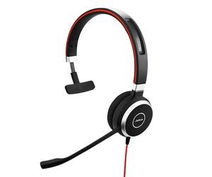Jabra Evolve 40 MS Mono Casque audio - Casque certifié Microsoft pour VoIP Softphone avec annulation passive du bruit - Câble USB avec contrôleur - Noir