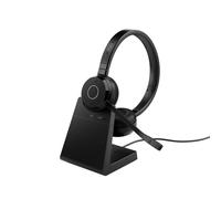 Jabra Evolve 65 Te Casque Stéréo Bluetooth sans Fil (3e Édition 2025) - Station de Charge, Micro Antibruit, Connexion Double Appareil, Batterie 16h, Adaptateur USB-A, Certifié MS Teams, Noir