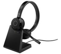 Jabra Evolve 65 Te (Troisième édition) Casque stéréo sans Fil certifié Microsoft Teams, portée de 30m, Batterie de 12 Heures, USB-A avec Support de Charge - Noir