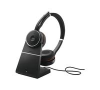 Jabra Evolve 75 MS Stereo - Micro-casque - sur-oreille - Bluetooth - sans fil - Suppresseur de bruit actif - USB - avec support de chargement