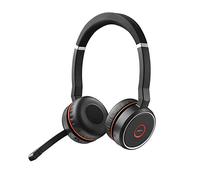 Jabra Evolve 75 MS Casque Stereo sans fil supra-auriculaire - Casque certifié Microsoft avec batterie longue durée - Adaptateur Bluetooth USB - Noir