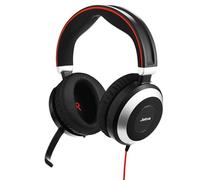 Jabra Evolve 80 MS Wired Stereo Over-Ear Headset - Microsoft Optimised Headphones With Active Noise Cancellation - USB and 3.5 mm Jack Connections - Black