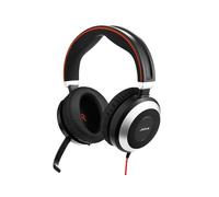 Jabra Evolve 80 Stereo Casque Avec fil Arceau Bureau/Centre d'appels Noir, Rouge, Argent