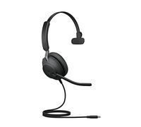 Jabra Evolve2 40 Casque PC Mono Écouteurs Certifié Microsoft Teams à Réduction du Bruit avec Technologie d'Appel à 3 Microphones - Câble USB-C - Noir