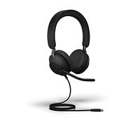 Jabra Evolve2 40 Casque PC Mono Écouteurs Certifié Microsoft Teams à Réduction du Bruit avec Technologie d'Appel à 3 Microphones - Câble USB-A - Noir